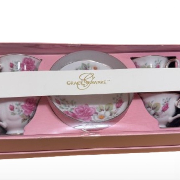 Grace Teaware Other - Grace Teaware Pink Floral Porcelain Tea Cup and Saucer Set